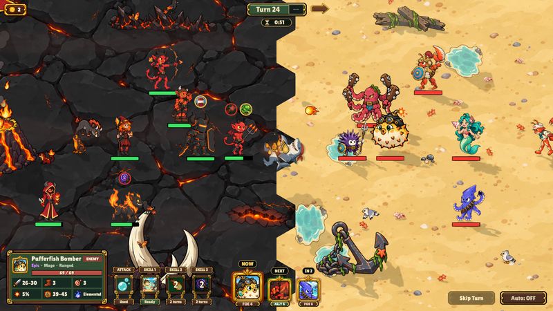 Infernals against Tidefolk, across lava and beach