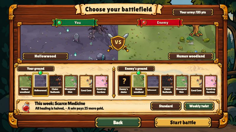 Choosing the battlefield, with this week's twist