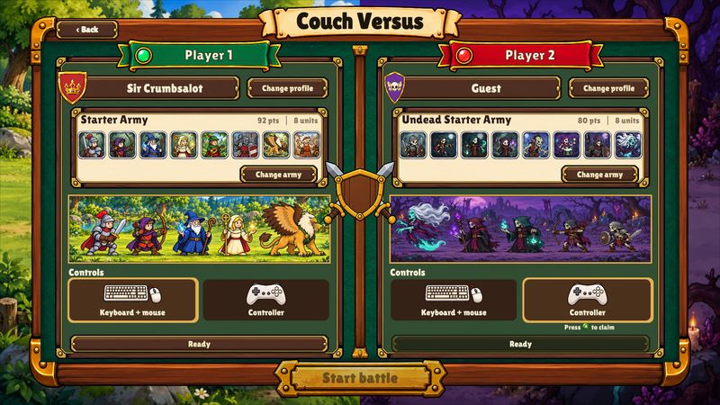 Couch Versus: two players on one computer